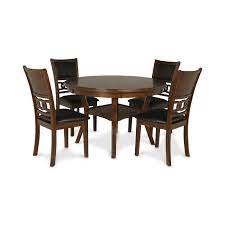 Jackins 5 Piece Rubberwood Solid Wood Dining Set Round Dining Table Sets Round Dining Table Solid Wood Dining Set