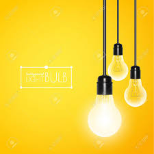 Hanging Light Bulbs With Glowing One On A Yellow Background Royalty Free Cliparts Vectors And Stock Illustration Image 51376609