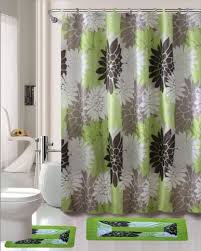 Erica 15 Piece Shower Curtain Set Green Shower Curtains Shower Curtain Sets Printed Shower Curtain