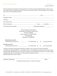 generations federal credit union direct deposit form fill and sign printable template online