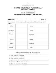 Guia De Sinonimos Y Antonimos Sinonimos Y Antonimos Antonimos Sinonimos