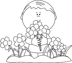 Black And White Boy Outline Black And White Boy Picking Valentine S Day Flowers Art Valentines White Boys