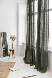 55 140 Cm Wide Extra Long Linen Curtain Safari Linen Window Drape Stonewashed Linen Curtain Panel Green Linen Curtain Custom Size Curtain Linen Curtains Home Curtains