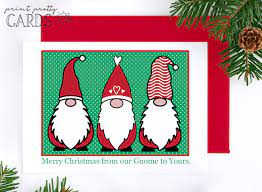 Vector illustration in cartoon style. Free Printable Gnome Christmas Cards Print Pretty Cards