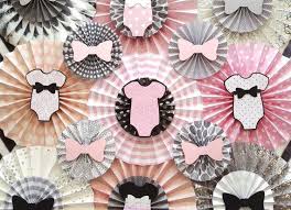 Baby Shower Decor Baby Shower Paper Rosettes Pink Gray Silver And Black Decor Baby Girl Baby Shower Paper Kate Spade Bridal Shower Bridal Shower Banner