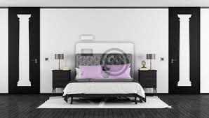 Schwarz schlafzimmer schlafzimmer gestalten tapeten schwarze wände. Schwarz Weiss Klassik Schlafzimmer Fototapete Fototapeten Appartment Innenraume Nachttisch Myloview De