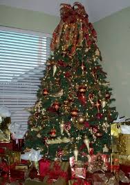 Red Gold Christmas Tree With Big Bow Topper Mesh Christmas Tree Gold Christmas Tree Red Gold Christmas