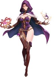 wab lev, gina (solo leveling), solo leveling, absurdres, highres, official  art, 1girl, alternate costume, breasts, full body, gloves, mage, magic,  magical girl, purple eyes, purple hair, short hair, simple background -  Image
