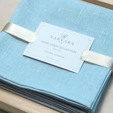 100% linen hemstitch napkins wedding dinner fine table cloth set of 6pc 45x45cm. Linen Cloht Napkins Lesna Light Blue
