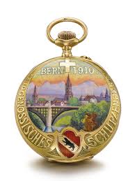 18k Gold And Enamel Open Face Commemorative Watch For The Bern 1910 Schutzenfeste The Case Painted With A Polychro Antique Clocks Pocket Watch Antique Auction