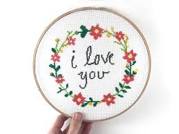 Raised cross stitch flower is a variety of cross stitch which produces a small flower that is quick and easy. Love Cross Stitch Pattern Modern I Love You Quote Romantic Etsy Cross Stitch Kits Modern Cross Stitch Cross Stitch Beginner