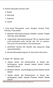 Contoh soal uji kompetensi satpol pp. Contoh Soal Ujian Tertulis Rekrutmen Calon Satpol Pp Info Dunia Pendidikan