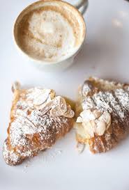 A Parisian Breakfast Of Cafe Au Lait Croissant Food Almond Croissant Parisian Breakfast