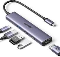 ‫UGREEN موزع ريفودوك USB C مع شحن PD بقوة 100 وات، محول من النوع سي إلى HDMI  4K30Hz، 3 منافذ بيانات يو إس بي إيه، متعدد المنافذ لنظام ويندوز، ماك بوك،  ...‬‎