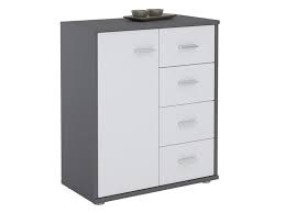 Pour les petits articles (livrables en relais colis) vous. Buffet Oscar Commode Meuble De Rangement Avec 4 Tiroirs Et 1 Porte En Melamine Gris Mat Et Blanc Mat Vente De Idimex Conforama