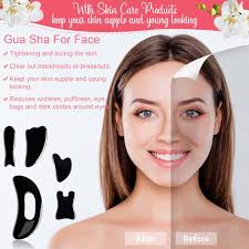 Amazon.com: Treela Juego de 5 herramientas faciales Gua Sha y 1 herramienta  de masaje corporal Gua Sha con mango para cara, espalda, cuello, piernas,  raspado corporal, tabla de masaje, peine de guasha (