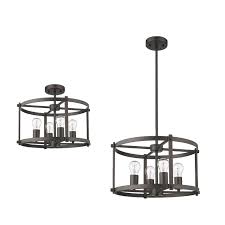 Gracie Oaks Dunnstown 4 Light 17 5 Caged Drum Semi Flush Mount Reviews Wayfair