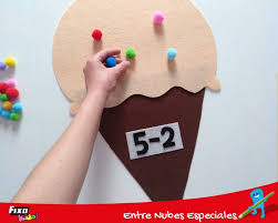 Hoy os proponemos una serie de juegos y maquetas muy sencillas de fabricar y con materiales que normalmente tenemos a manos, como fieltro, pinzas de la ropa, cuentas, legos, etc. Helado Matematico Aprender Jugando Fixo Kids