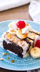 Banana Split Ice Cream Sandwich Cake Ice Cream Sandwich Cake Ice Cream Sandwich Dessert Banana Split Ice Cream