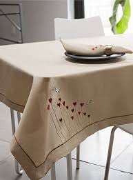 La Nappe Broderie Coeurs Ludiques Table Cloth Men Home Decor Christmas Table Cloth