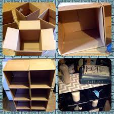 Cardboard Box Storage Cube Turn Cardboard Boxes Into A Simple Storage Cube Using Hot Glue A Diy Cardboard Furniture Cardboard Box Storage Cardboard Storage