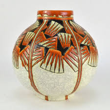 Vase En Faience Emaux Polychromes De Boch Freres Keramis Porcelein Keramiek Antiek
