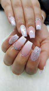 Nails like these are easy to wear and they will look chic for any occasion. 55 Ideas Wedding Nails Natural Ombre Pink Glitter Nails Ombre Acrylic Nails Christmas Nails Acrylic