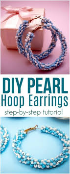 Measure the hoop en hold the pliers on 1/3 of the earring. Diy Pearl Hoop Earrings Rebooted Mom