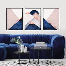 Marine Erroten Rosa Rose Gold Druckbare Berge Wand Art Set Von 3 Herunterladbare Berg Drucke Triptychon Trio Von Passenden Druckt Jetzt Trending Blue And Pink Living Room Decor Trending Decor