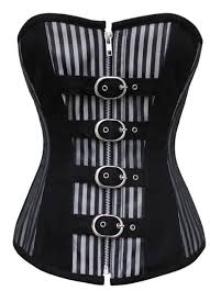 Black And White Vertical Striped Corset Hallow S Eve Corset Black And Gray Vertical Striped Fabric With Alternating Solid Black Front Meta Steampunk Corset Top Overbust Corset Corsets And Bustiers