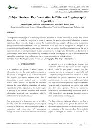 Pdf Subject Review Key Generation In Different Cryptography Algorithm