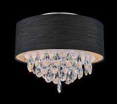 3 Light Flush Mount With Black Shade Drum Shade Chandelier Shades Of Black Cwi Lighting