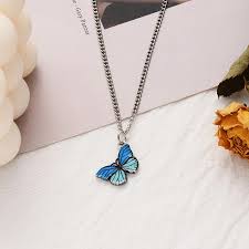 Flutter a touch of nature to your wedding with silver butterfly pin badge.  similar to the silver feather pin badge, the dainty butterfly features an embossed and detailed outline design with a butterfly pinch clasp to finish. 2020 New Ocean Blue Animal Butterfly Pendant Necklace For Women Silver Color Chain Collier Choker Wedding Jewelry Accessories Chain Necklaces Aliexpress