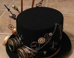 Steampunk Top Hat 100 Wool Red Victorian Festivals Cosplay Goggles Magnifying Glass Clock Wheels Compass Hourglass Monocle Time Steampunk Festival Steampunk Hat Steam Punk Jewelry