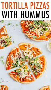 Tortilla Pizzas With Hummus Eating Bird Food Recipe Tortilla Pizza New York Style Pizza Dough Recipe Healthy Weeknight Meals