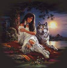 Indian Girl With Wolf Native American Wolf Native American Artwork Native American Pictures