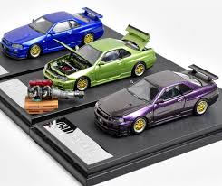 TG CA 1:64 JDM Fast Skyline GTR R34 Engine Sports Model Diecast Metal Car  New