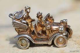 Vintage Gold Washed Sterling Silver British Touring Car Charm For Bracelet Gold Wash Vintage Gold Creative Jewelry