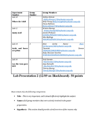 Lab Presentation 2 Groups and Description