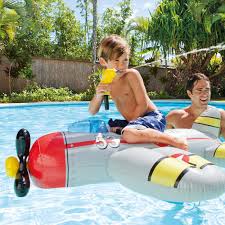 Which is the best picture of drinking water? Intex Inflatable Airplane With Water Gun Thimble Toys