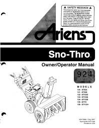 When checking, 1) fill the oil to top of threads (if the inspection cap is threaded into the side of the block close to the. Ariens 100 St824 Owner S Manual Pdf Download Manualslib