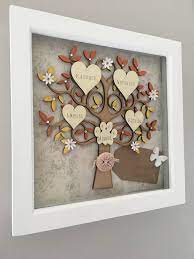 Personalised Family Tree Hanging Wall Art Family Tree Frame Gifts For Her Family Tree With Heart Family Tree Gift Family Tree Frame Personalised Family Tree