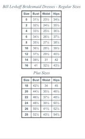 Bill Levkoff Size Chart Wedding