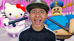 Can we Escape HELLO KITTY Barrys Prison Roblox Family Challenge