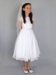 Us Angels White Embroidered Scalloped Sleeve Skirt W Beaded Waist Flower Girl Dresses Dresses First Communion Dresses