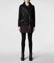 Womens Holt Biker Coat Black Oxblood Allsaints Com Coats For Women Biker Coat Jackets Uk
