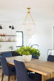 Lightweight, stable and versatile, this dining chair is good for restaurants, bars and home dining. Light Wood Dining Table With Blue Chairs Transitional Dining Room