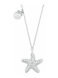 Anhänger aus silber 925 mit zopfkette. Amor Kette Mit Anhanger Fur Damen Sterling Silber 925 Zirkonia Susswasserzuchtperle Seestern Happy Size