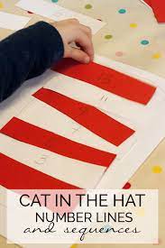 The Cat In The Hat Inspired Number Line And Sequence Activity Dr Seuss Crafts Dr Seuss Math Activities Dr Seuss Activities