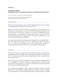 Puede que los factores de riesgo para el cáncer, así como las pruebas de detección recomendadas y los tratamientos varíen entre un país y otro. Pdf Cancer De Mama Epidemiologia Factores De Riesgo Y Presentacion Clinica